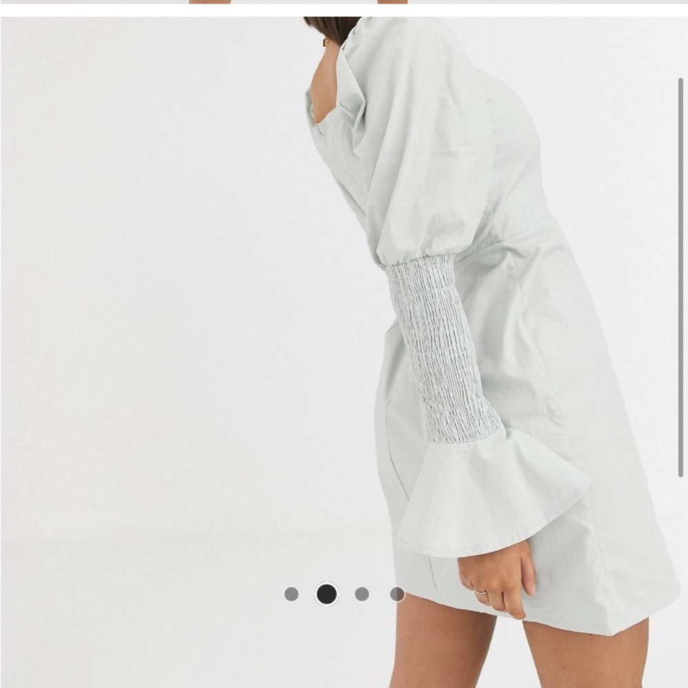 MISSGUIDED SAGE GREEN SQUARE NECK PUFF
SHIRRED SLEEVE MINI DRESS - Picture 2 of 4